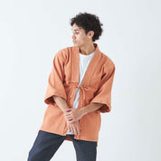 Kimono Jacket in Japanese Sashiko Embroidery | Kakishibu Orange