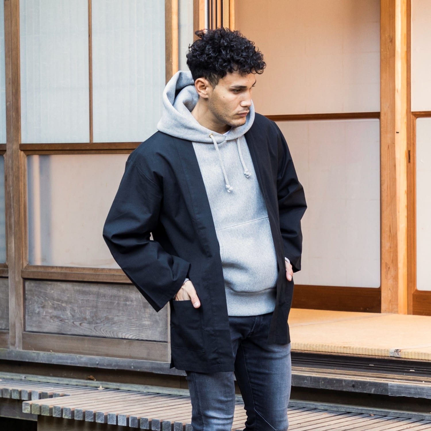 Haori Jacket (Japan Black) Long Sleeve - Kimono Style