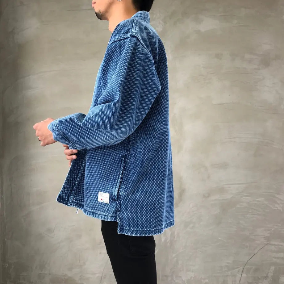 Kimono Jacket in Japanese Sashiko Embroidery - Long Sleeve