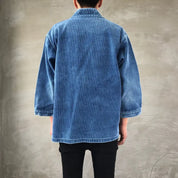 Kimono Jacket in Japanese Sashiko Embroidery - Long Sleeve