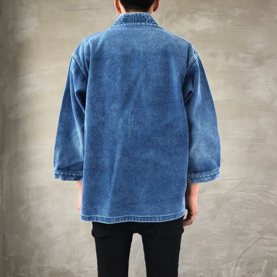 Kimono Jacket in Japanese Sashiko Embroidery - Long Sleeve