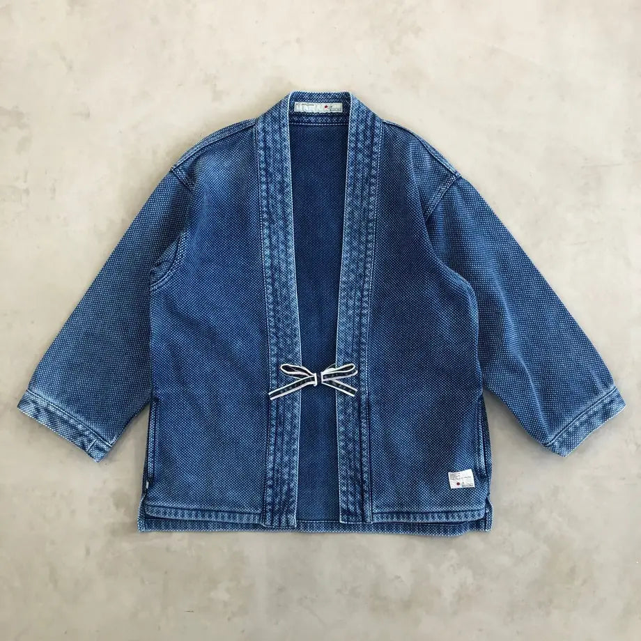 Kimono Jacket in Japanese Sashiko Embroidery - Long Sleeve