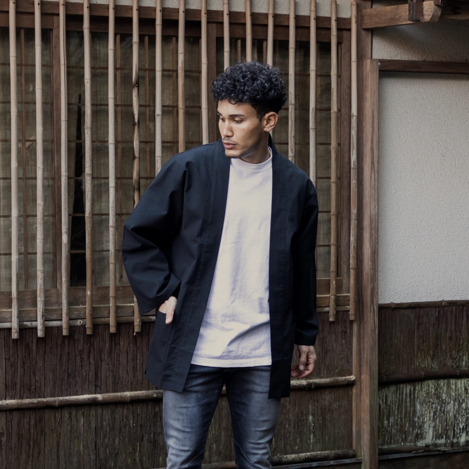 Haori Jacket (Japan Black) Long Sleeve - Kimono Style