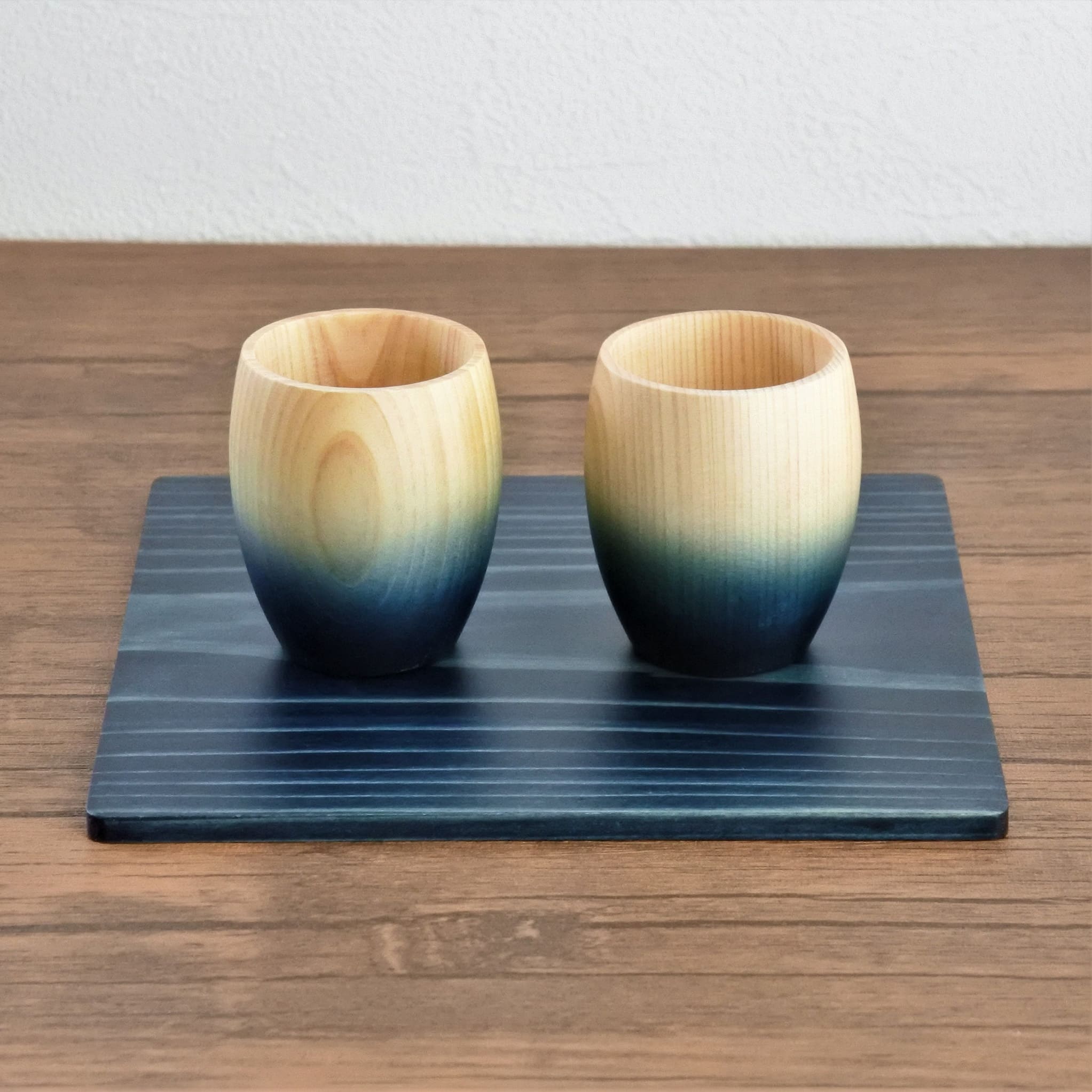 Aizome (Indigo) Wood Plate 150x150mm - 2pcs Set