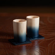 Wood Hinoki Pair Cups (Indigo Japan Blue)
