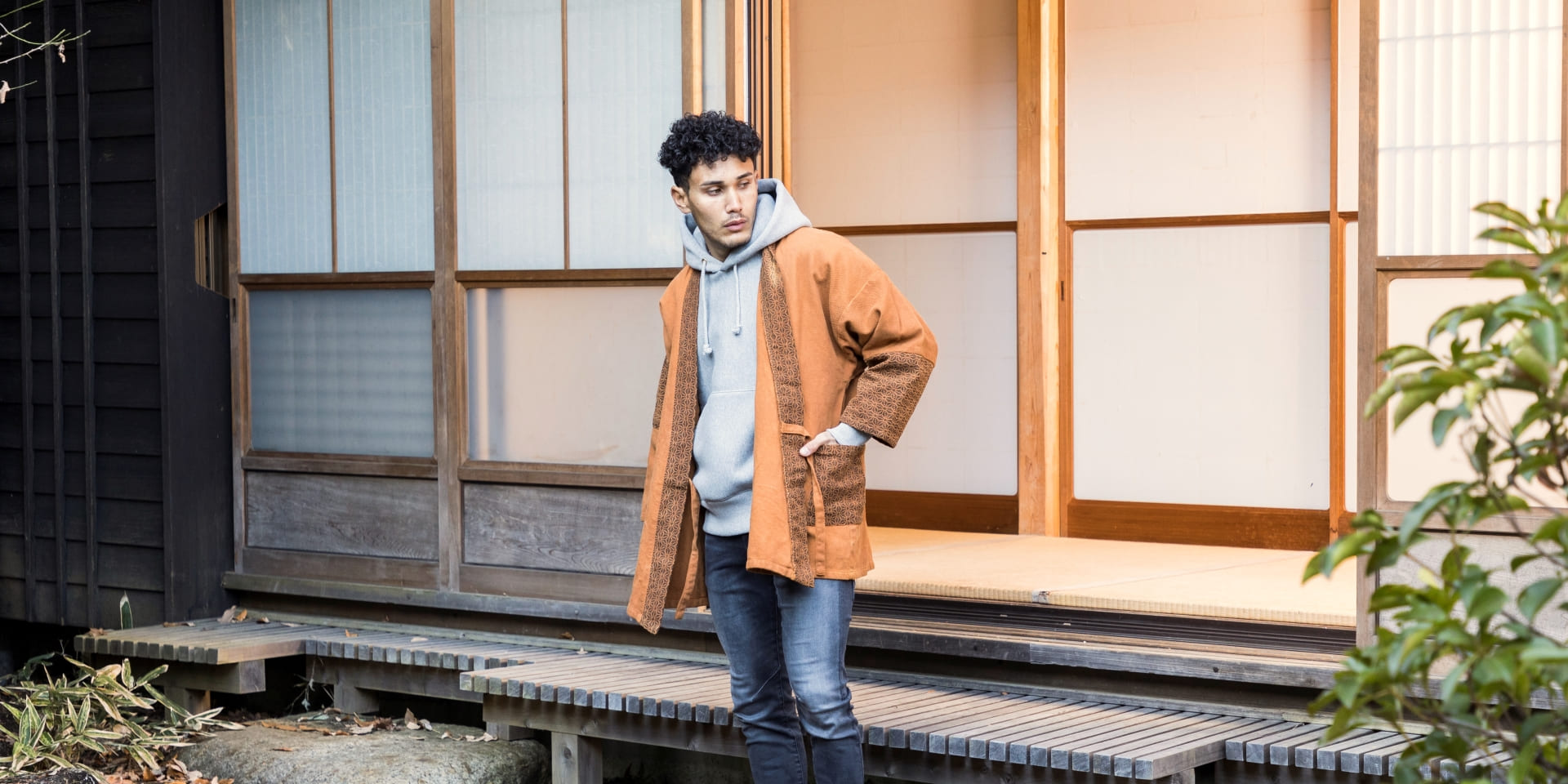 Patchwork Samue Jacket | Kakishibu | Sashiko | Kimono style