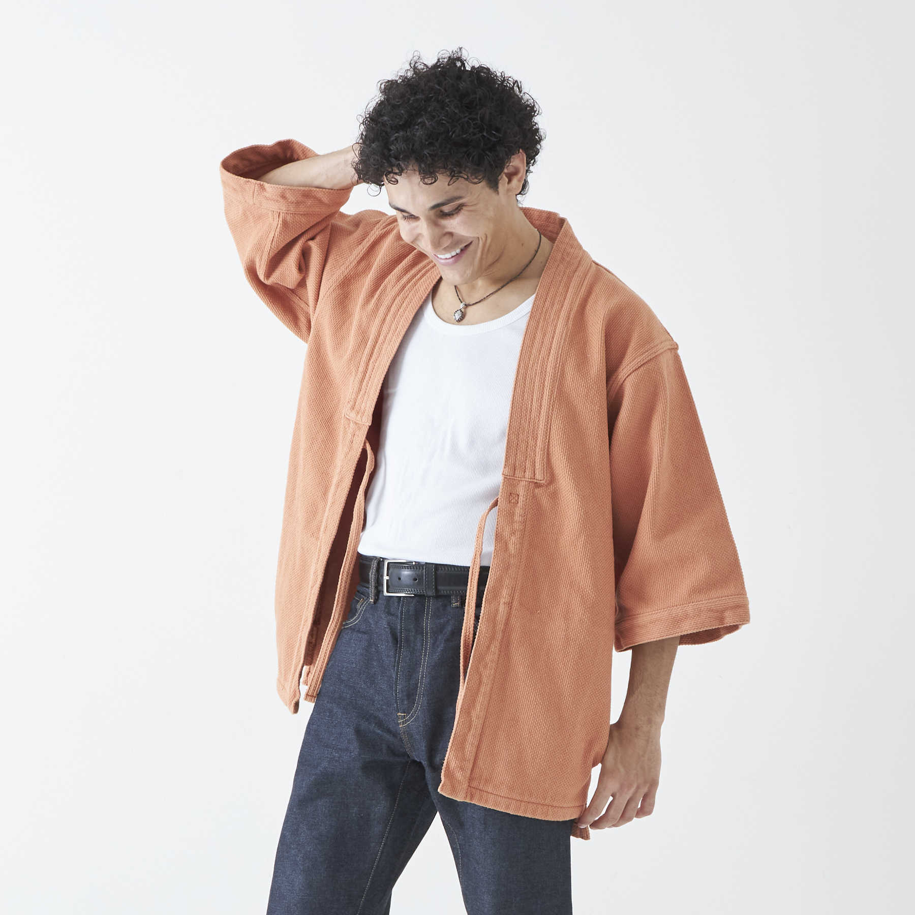 kimono sashiko jacket orange