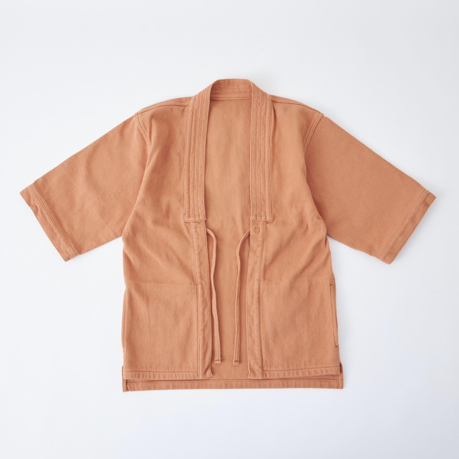 Kimono Jacket in Japanese Sashiko Embroidery Kakishibu Orange