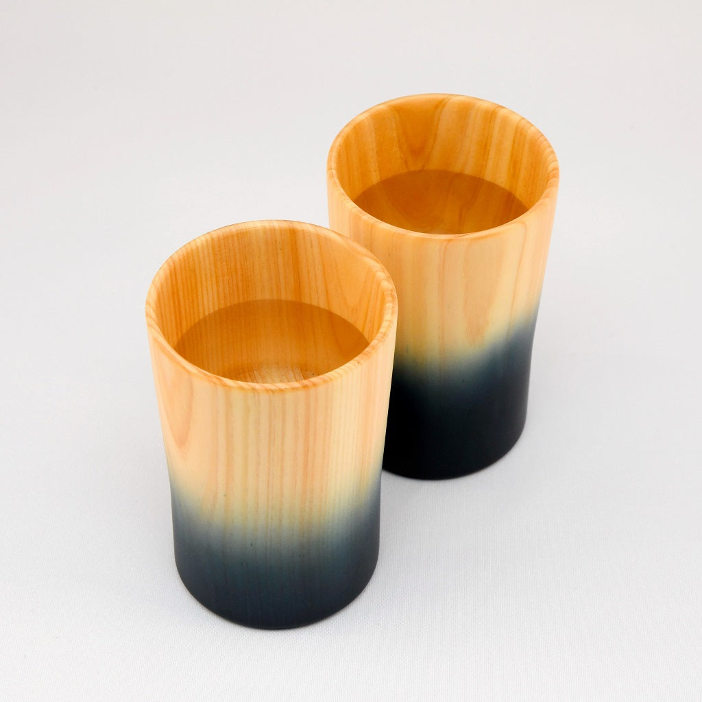 Wood Hinoki Sake Bottle & Cups Set (Indigo Japan Blue) – MASTER