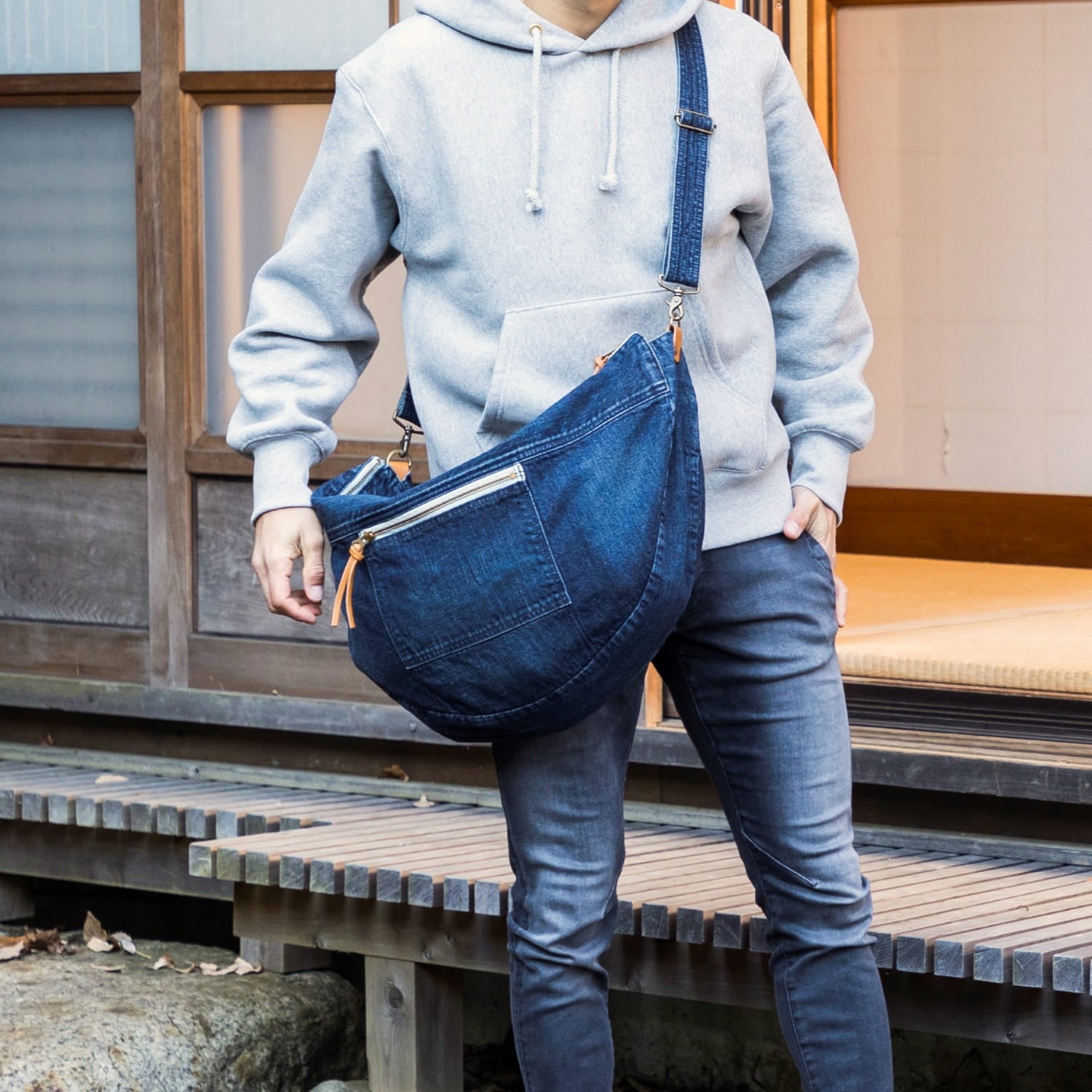 Stonewashed Denim Crossbody Bag
