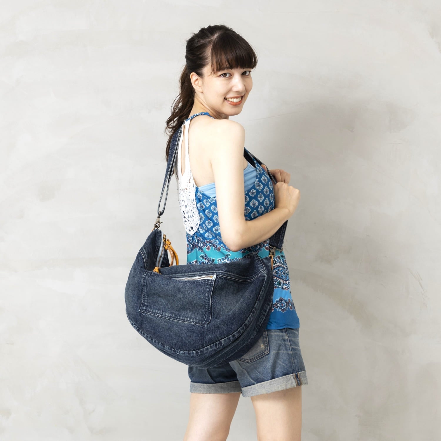 Stonewashed Denim Crossbody Bag