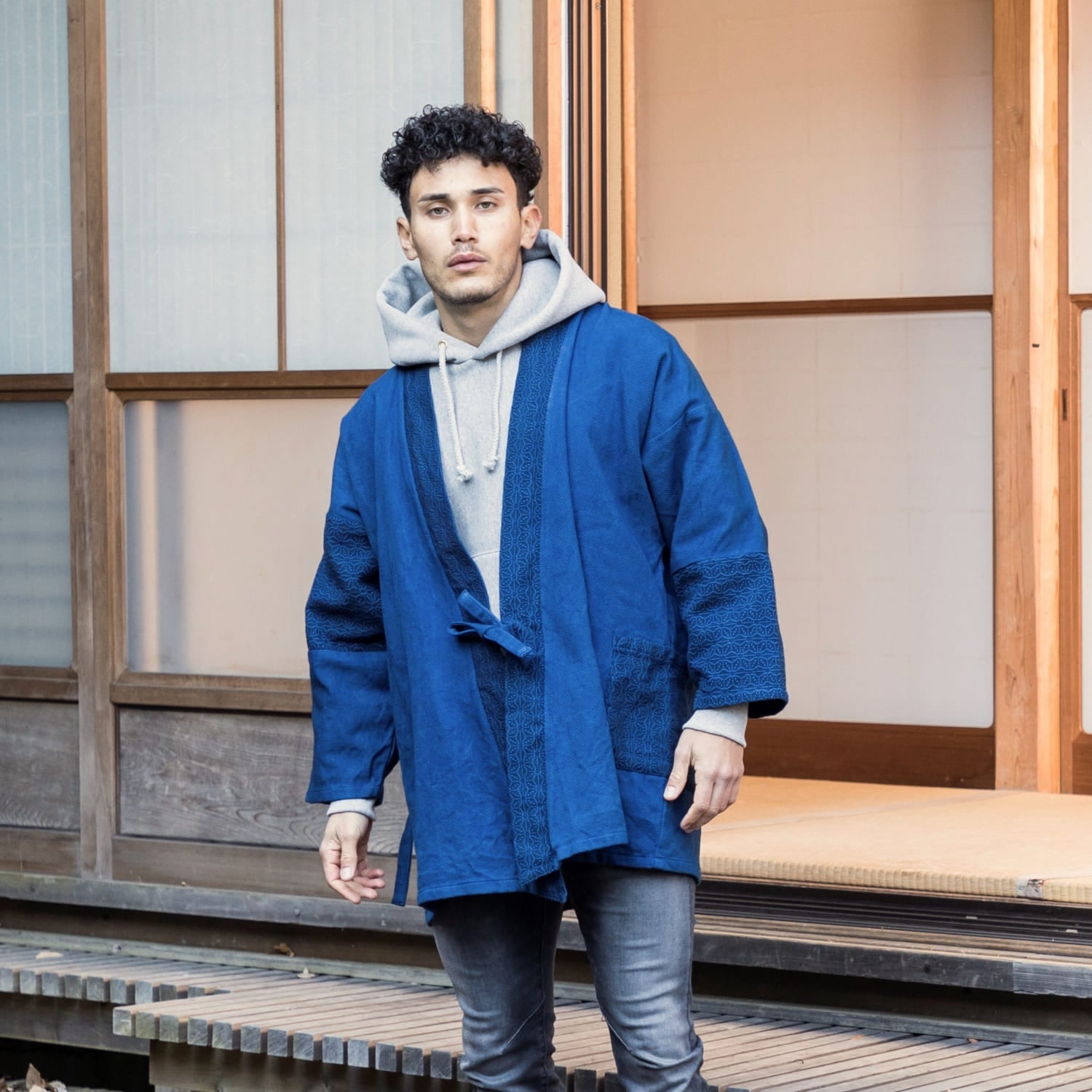 Patchwork Samue Jacket | Blue | Sashiko | Kimono style – MASTER